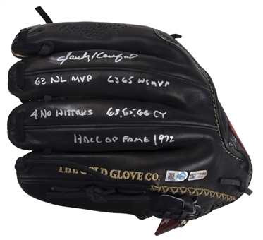 Sandy Koufax Signed and Multi-Inscribed Rawlings Gold Glove (MLB Authenticated and Fanatics)
